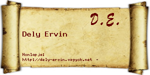 Dely Ervin névjegykártya