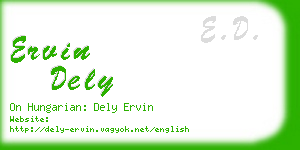 ervin dely business card